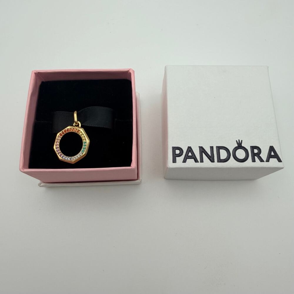 Pandora ME Rainbow Medallion Charm 14K Gold Plated Boxed